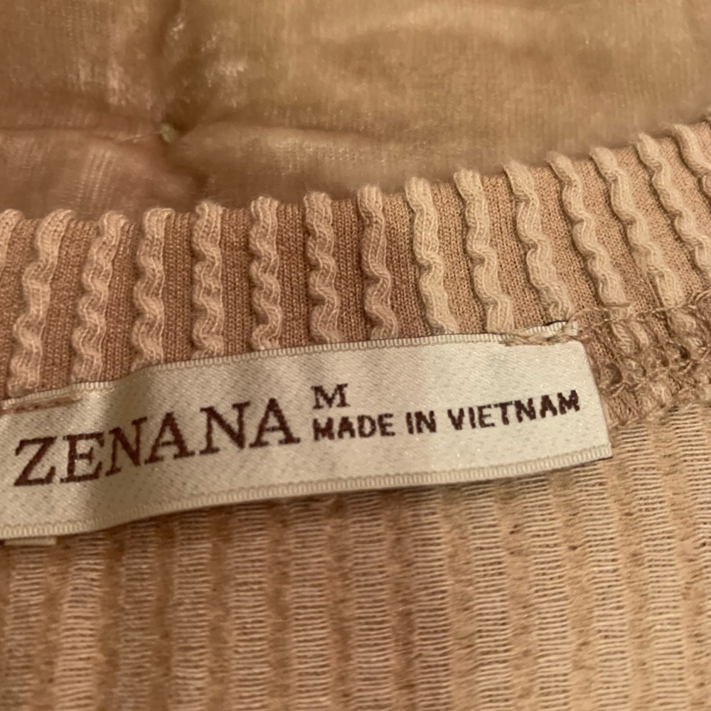 Zenana Outfitters Ribbed Short Sleeve Top - Tan - Picture 5 of 9